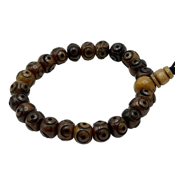 Yak and Yeti Wood Bead Bracelet - Picture 2 of 6
